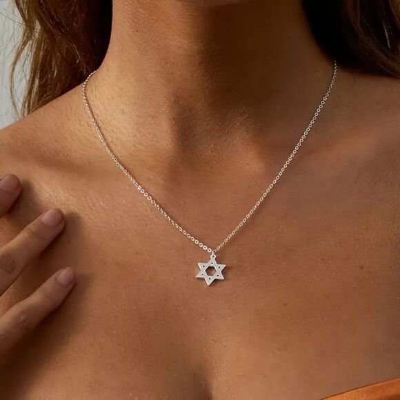 Silver Star of David Pendant Necklace Jewish Symbol Pendant Birthday Gift - Picture 3 of 6